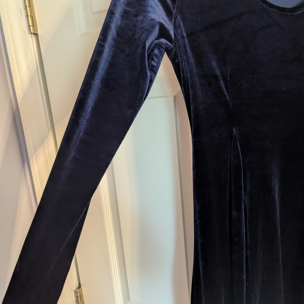 Blue Velvet Long sleeve Skater Dress - Picture 3 of 6